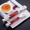 Stainless steel three-wire 9-inch bread tongs, barbecue tongs, kitchen food tongs, steamed bun tongs, cold dish food tongs Specification image